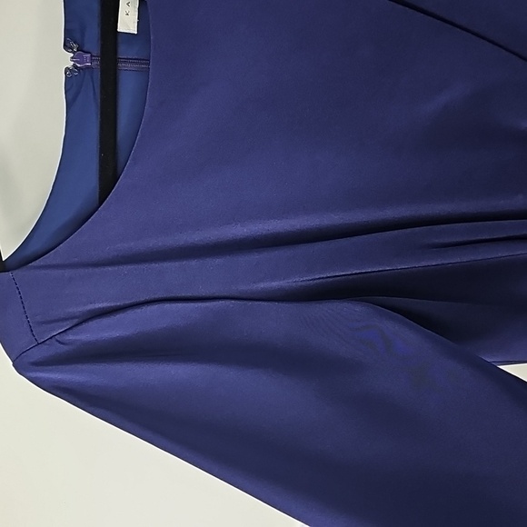 Kay Unger Elegant Navy Blue 3/4 Sleeve Formal Long Dress - Picture 5 of 14